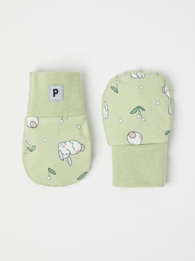 Bunny Print Cotton Baby Mittens from the Polarn O. Pyret baby collection. The best ethical kids clothes