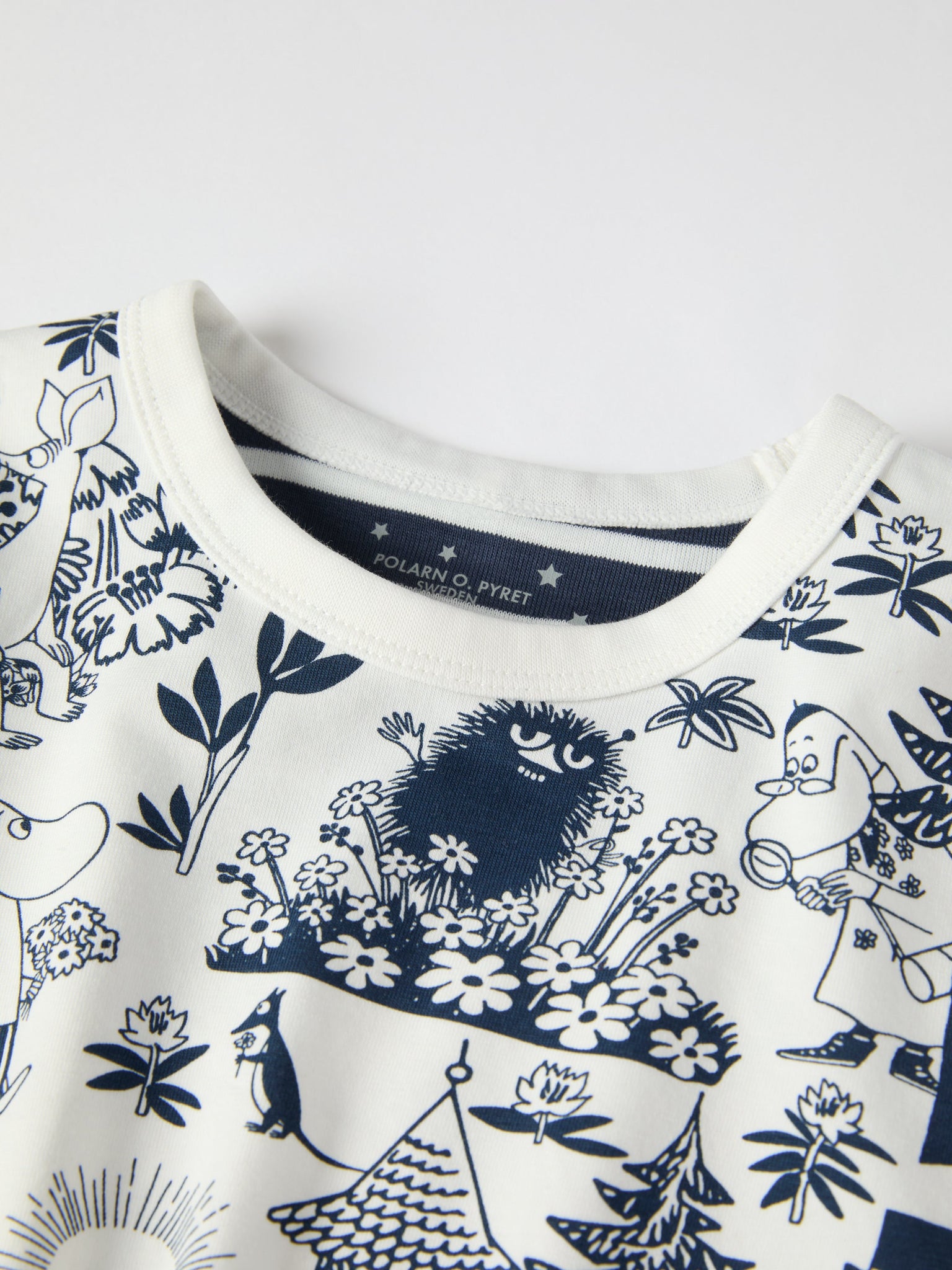 Moomin Print Kids Pyjamas from the Polarn O. Pyret kidswear collection. Ethically produced kids clothing.