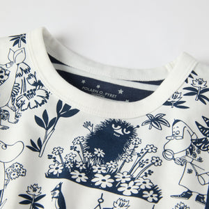 Moomin Print Kids Pyjamas from the Polarn O. Pyret kidswear collection. Ethically produced kids clothing.