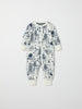 Moomin Print Cotton Baby Sleepsuit from the Polarn O. Pyret baby collection. Clothes made using sustainably sourced materials.