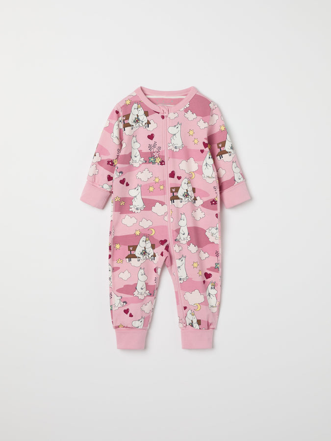 Moomin Print Baby Sleepsuit from the Polarn O. Pyret baby collection. Ethically produced kids clothing.