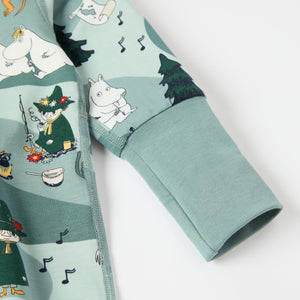 Moomin Print Baby Sleepsuit from the Polarn O. Pyret baby collection. Nordic kids clothes made from sustainable sources.