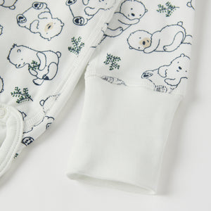 Bear Print Wraparound Babygrow from the Polarn O. Pyret baby collection. Clothes made using sustainably sourced materials.