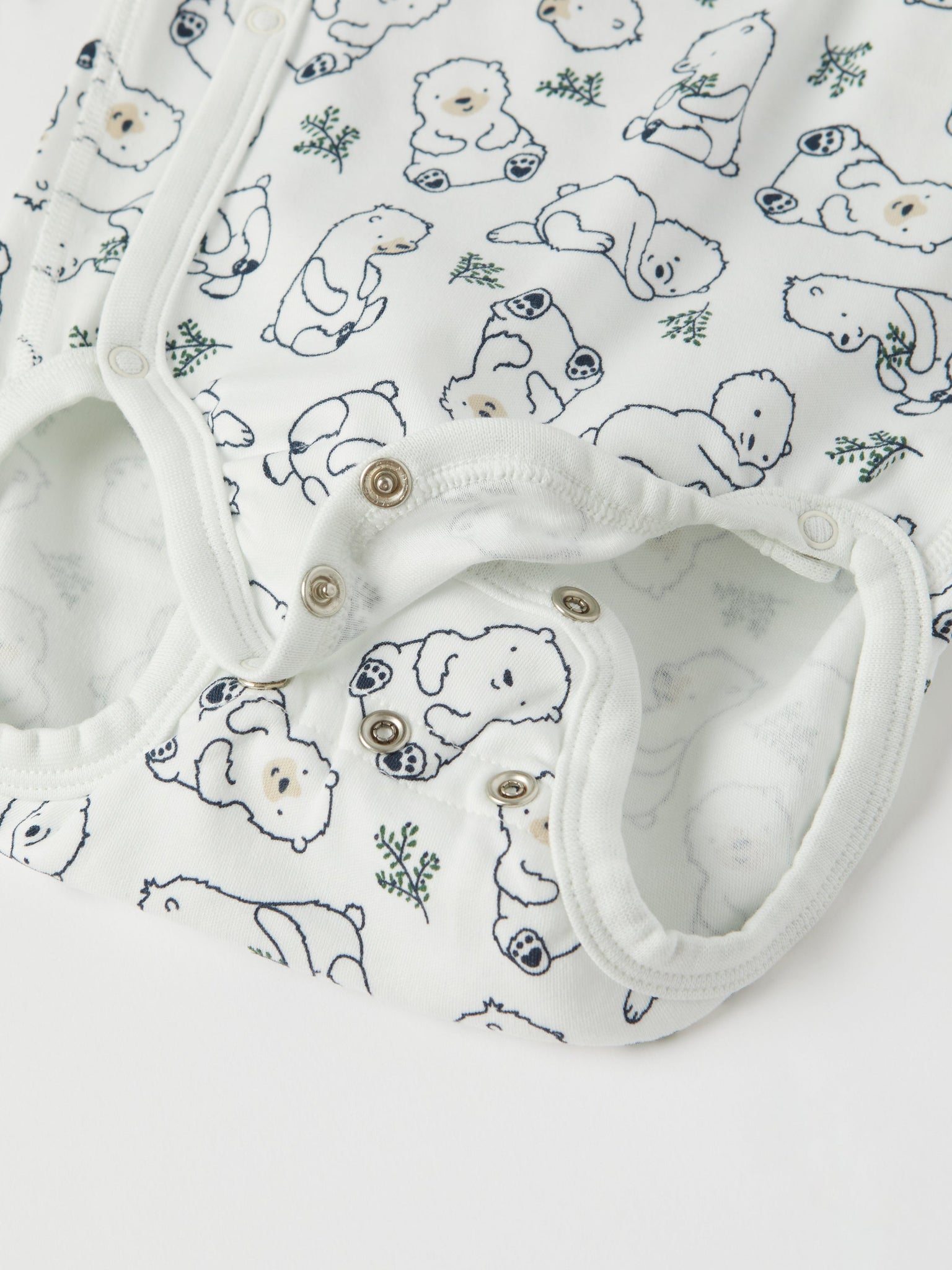 Bear Print Wraparound Babygrow from the Polarn O. Pyret baby collection. Clothes made using sustainably sourced materials.