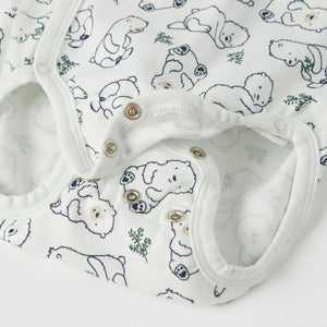 Bear Print Wraparound Babygrow from the Polarn O. Pyret baby collection. Clothes made using sustainably sourced materials.