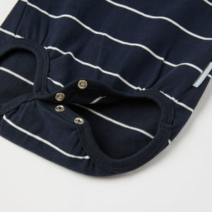 Striped Polo Shirt Babygrow from the Polarn O. Pyret baby collection. Ethically produced kids clothing.