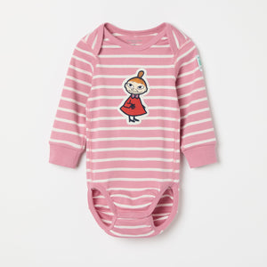 Striped Moomin Appliqué Babygrow from the Polarn O. Pyret baby collection. Clothes made using sustainably sourced materials.