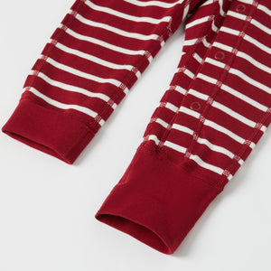 Red Striped Baby Sleepsuit from the Polarn O. Pyret baby collection. Ethically produced kids clothing.