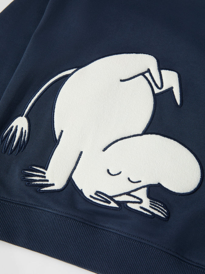 Blue Moomin Print Kids Sweatshirt from the Polarn O. Pyret kidswear collection. Nordic kids clothes made from sustainable sources.