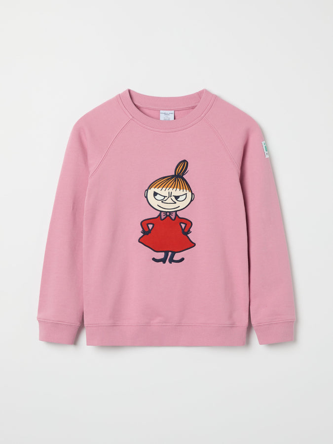 Pink Moomin Appliqué Kids Sweatshirt from the Polarn O. Pyret kidswear collection. Clothes made using sustainably sourced materials.