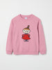 Pink Moomin Appliqué Kids Sweatshirt from the Polarn O. Pyret kidswear collection. Clothes made using sustainably sourced materials.