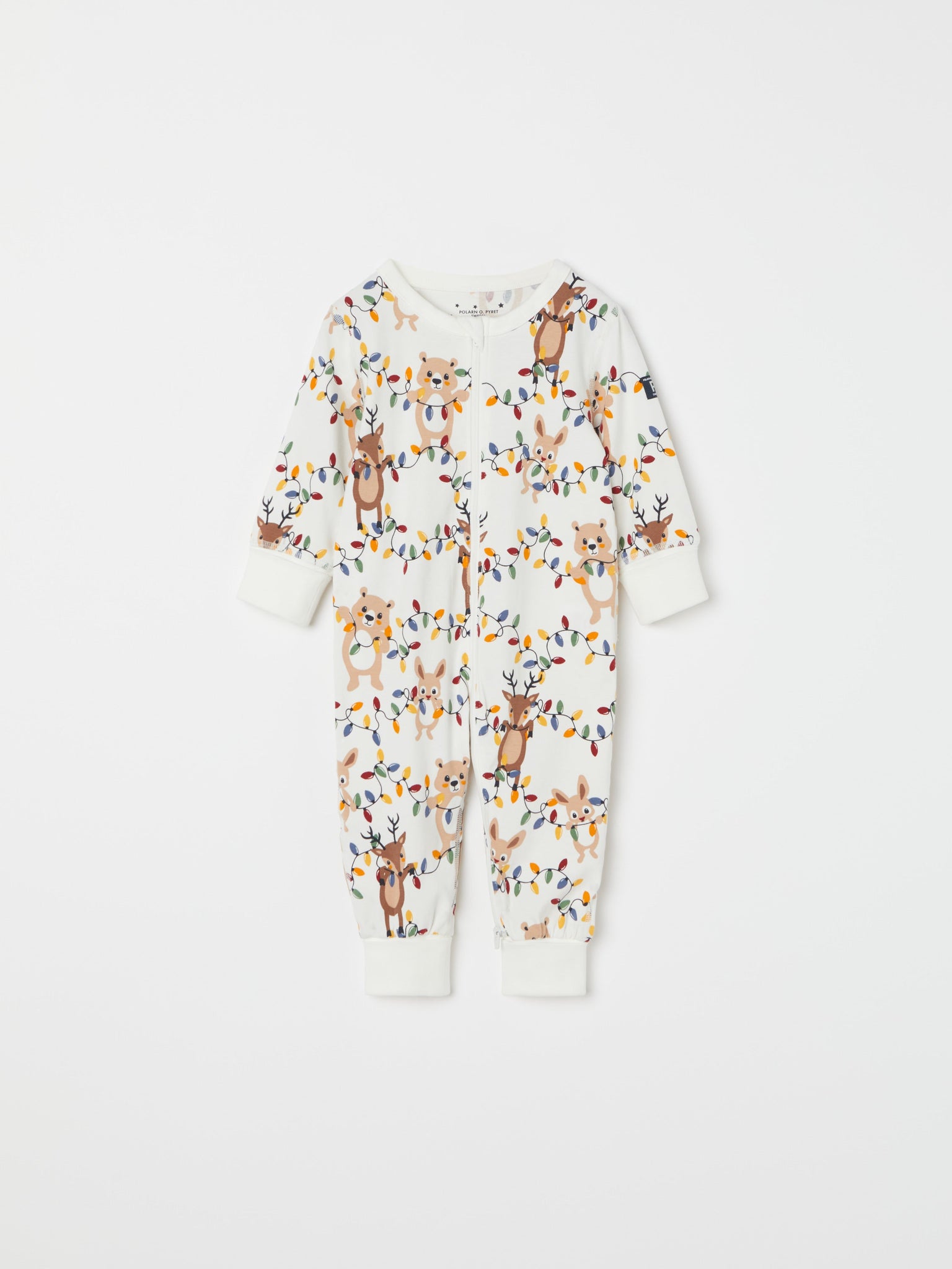 Christmas Lights Baby Sleepsuit from the Polarn O. Pyret baby collection. Clothes made using sustainably sourced materials.