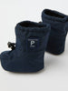 Navy Shell Fleece Lined Baby Booties from the Polarn O. Pyret kidswear collection. The best ethical kids outerwear.