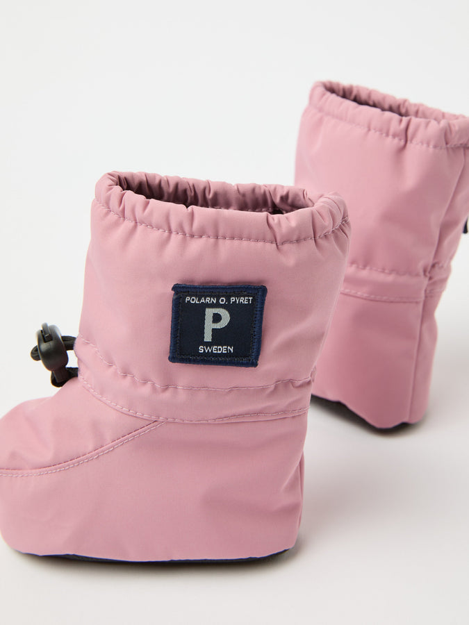 Pink Shell Fleece Lined Baby Booties from the Polarn O. Pyret kidswear collection. Quality kids clothing made to last.