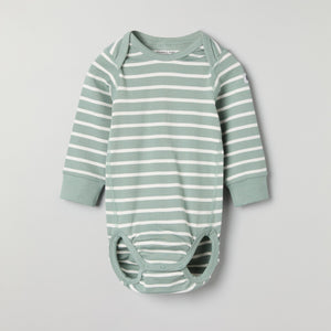 Organic Cotton Striped Baby Bodysuit from the Polarn O. Pyret baby collection. Ethically produced kids clothing.