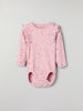 Floral Frilled Babygrow from the Polarn O. Pyret baby collection. Clothes made using sustainably sourced materials.