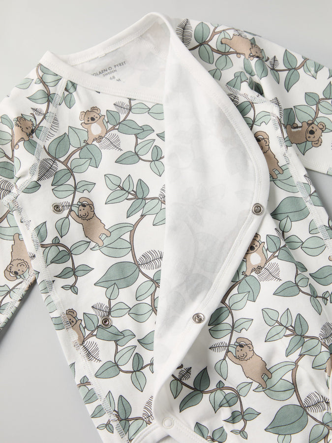 Koala Print Wraparound Babygrow from the Polarn O. Pyret baby collection. Ethically produced kids clothing.