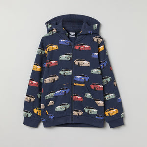 Car Print Kids Hoodie from Polarn O. Pyret kidswear. Nordic kids clothes made from sustainable sources.