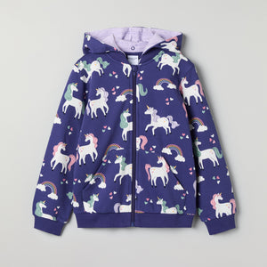 Unicorn Print Kids Hoodie from Polarn O. Pyret kidswear. Nordic kids clothes made from sustainable sources.