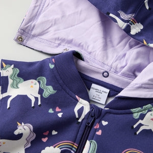 Unicorn Print Kids Hoodie from Polarn O. Pyret kidswear. Nordic kids clothes made from sustainable sources.