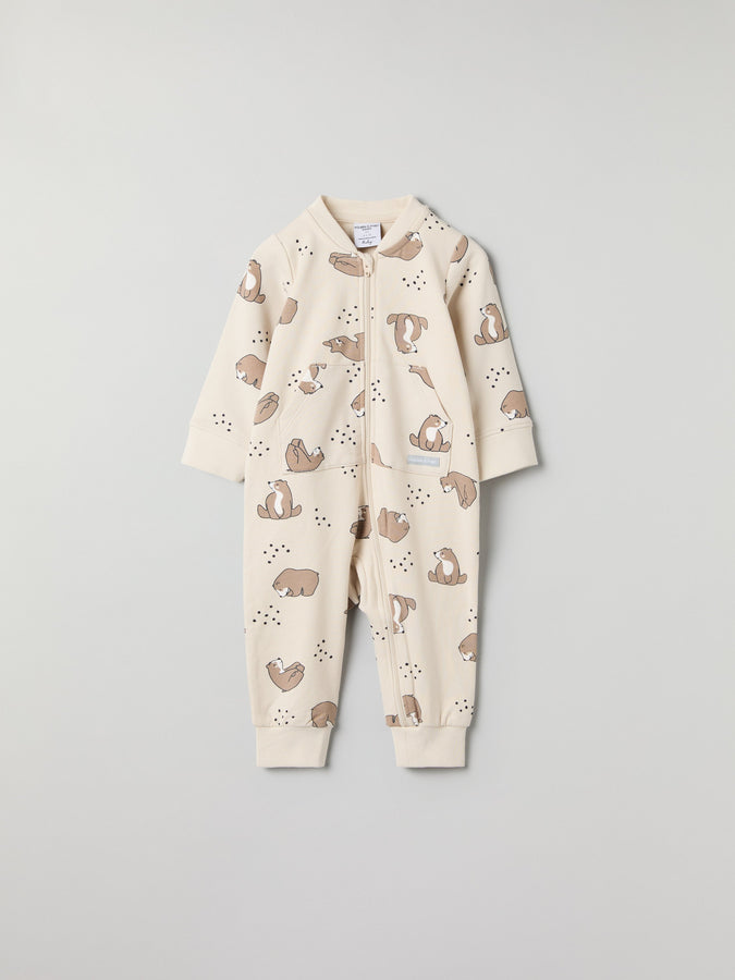 Bear Print Baby Romper from the Polarn O. Pyret baby collection. Nordic kids clothes made from sustainable sources.