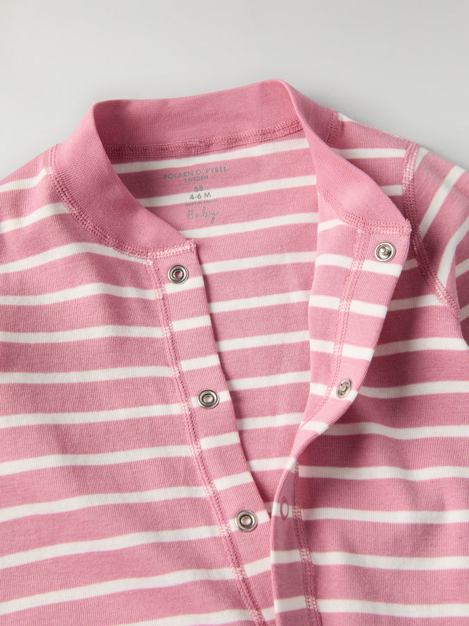 Pink Striped Baby Romper from the Polarn O. Pyret baby collection. Ethically produced kids clothing.