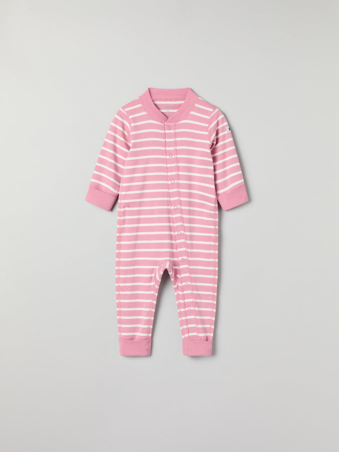 Pink Striped Baby Romper from the Polarn O. Pyret baby collection. Ethically produced kids clothing.