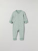 Green Striped Baby Romper from the Polarn O. Pyret baby collection. Clothes made using sustainably sourced materials.