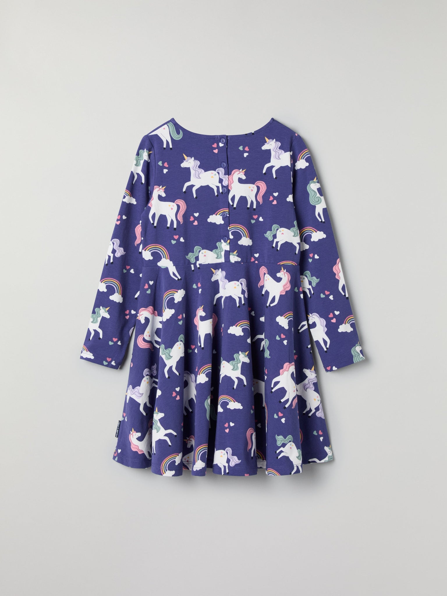 Unicorn Print Kids Dress from Polarn O. Pyret kidswear. Clothes made using sustainably sourced materials.