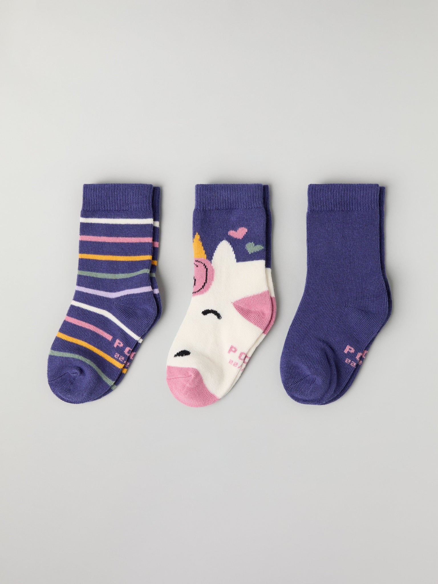 Three Pack Kids Socks from Polarn O. Pyret kidswear. Clothes made using sustainably sourced materials.