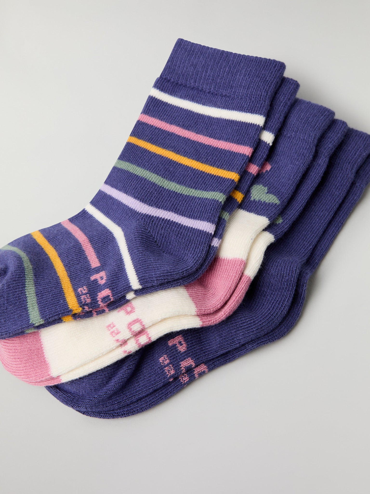 Three Pack Kids Socks from Polarn O. Pyret kidswear. Clothes made using sustainably sourced materials.