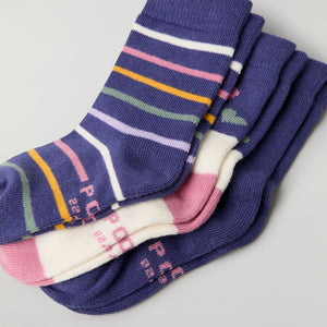 Three Pack Kids Socks from Polarn O. Pyret kidswear. Clothes made using sustainably sourced materials.