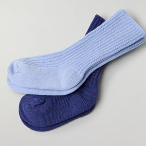 Two Pack Baby Socks in blue from the Polarn O. Pyret baby collection. Ethically produced kids clothing.