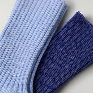 Two Pack Baby Socks in blue from the Polarn O. Pyret baby collection. Ethically produced kids clothing.