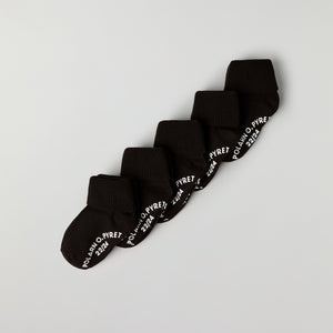 Five Pack Black Kids Socks from Polarn O. Pyret kidswear. Nordic kids clothes made from sustainable sources.