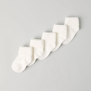 Five Pack White Kids Socks from Polarn O. Pyret kidswear. Ethically produced kids clothing.