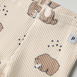 Ribbed Bear Print Baby Leggings from the Polarn O. Pyret baby collection. Clothes made using sustainably sourced materials.