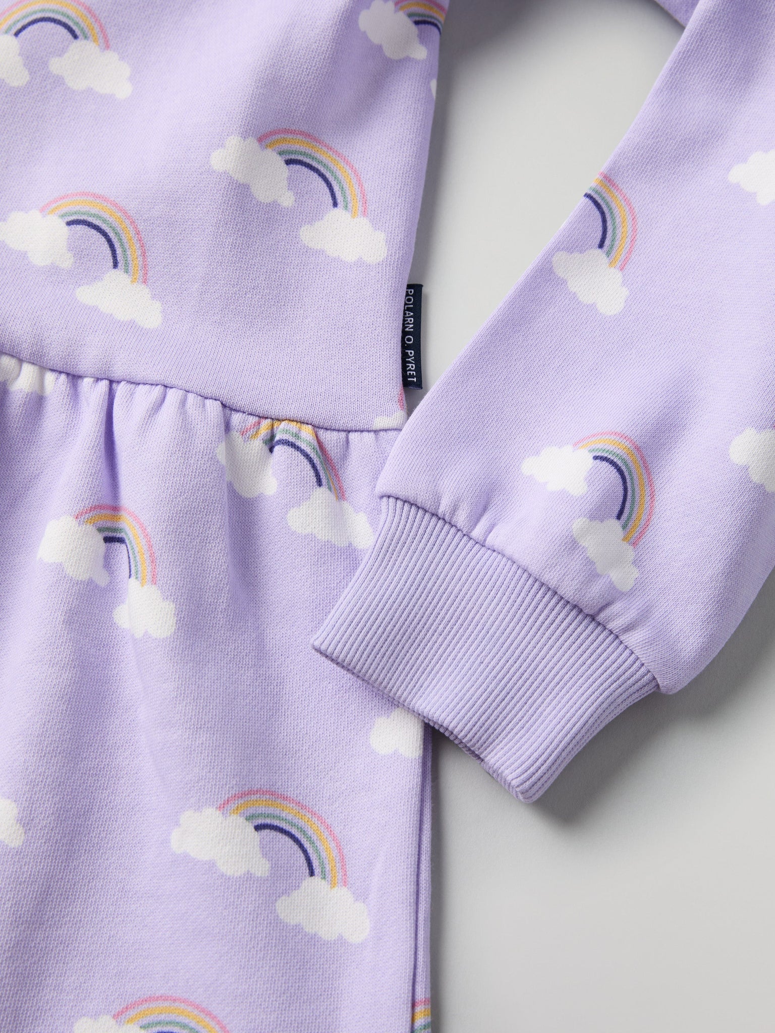 Rainbow Print Kids Sweatshirt Dress from Polarn O. Pyret kidswear. Ethically produced kids clothing.