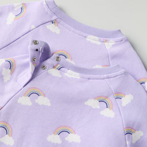 Rainbow Print Kids Sweatshirt Dress from Polarn O. Pyret kidswear. Ethically produced kids clothing.