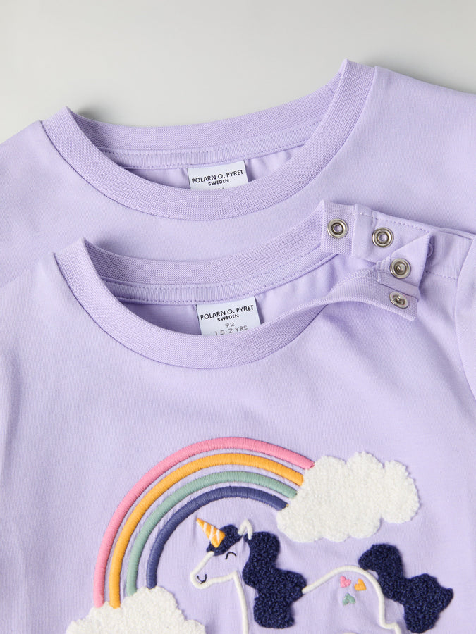 Unicorn Print Kids Top from Polarn O. Pyret kidswear. Clothes made using sustainably sourced materials.