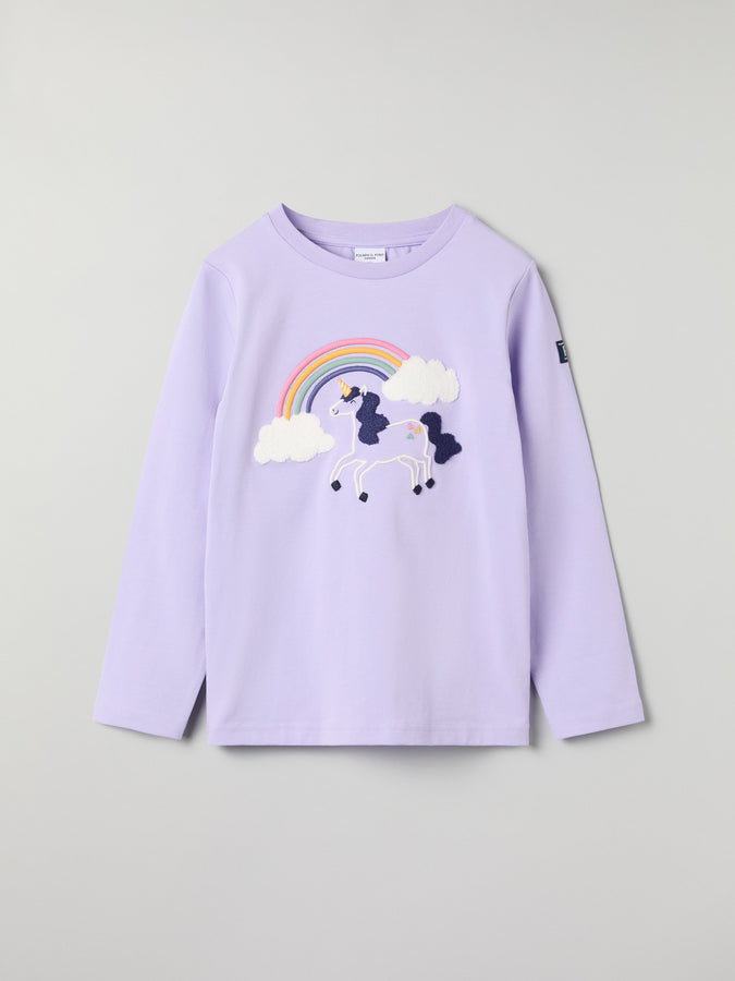 Unicorn Print Kids Top from Polarn O. Pyret kidswear. Clothes made using sustainably sourced materials.