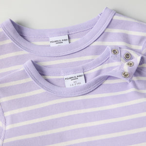 Organic Cotton Striped Purple Kids Top from Polarn O. Pyret kidswear. Clothes made using sustainably sourced materials.