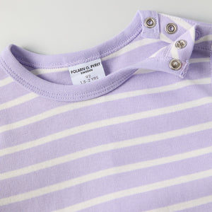 Organic Cotton Striped Purple Kids Top from Polarn O. Pyret kidswear. Clothes made using sustainably sourced materials.