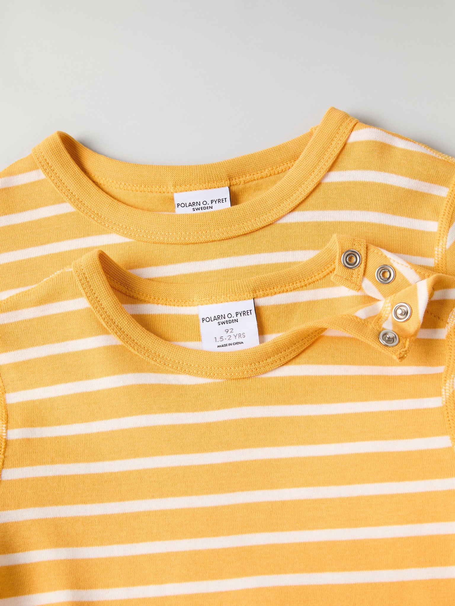 Organic Cotton Striped Yellow Kids Top from Polarn O. Pyret kidswear. Ethically produced kids clothing.