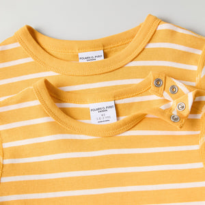 Organic Cotton Striped Yellow Kids Top from Polarn O. Pyret kidswear. Ethically produced kids clothing.