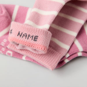 Two Pack Pink Striped Kids Socks from Polarn O. Pyret kidswear. Ethically produced kids clothing.