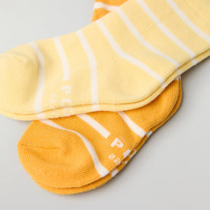 Two Pack Yellow Striped Kids Socks from Polarn O. Pyret kidswear. Nordic kids clothes made from sustainable sources.