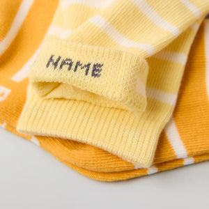 Two Pack Yellow Striped Kids Socks from Polarn O. Pyret kidswear. Nordic kids clothes made from sustainable sources.