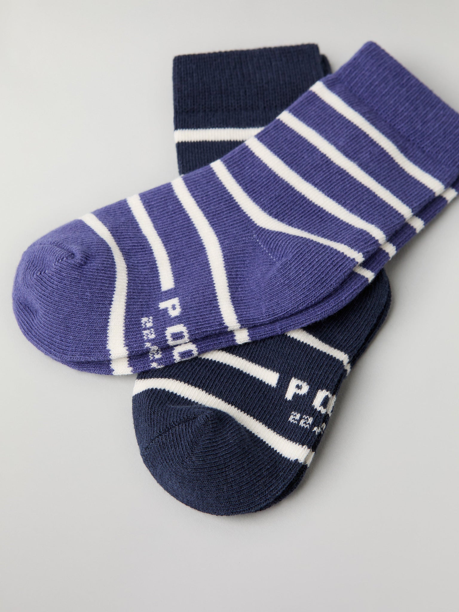 Two Pack Blue Striped Kids Socks from Polarn O. Pyret kidswear. Nordic kids clothes made from sustainable sources.