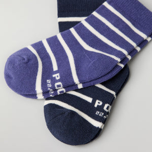 Two Pack Blue Striped Kids Socks from Polarn O. Pyret kidswear. Nordic kids clothes made from sustainable sources.